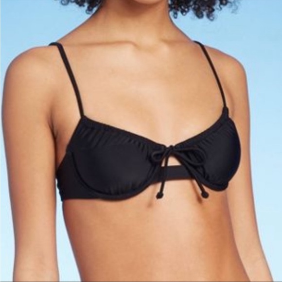 Xhilaration Other - Juniors S xhilaration underwire shirred Tie Front black bikini top NWOT